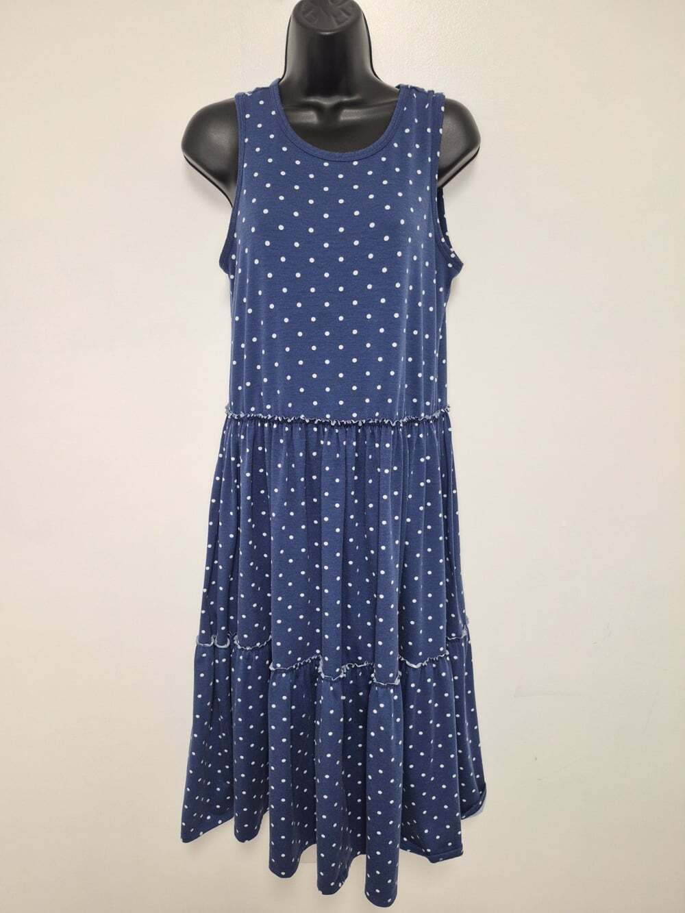 Emma & Michele Dotted Tiered Casual Stretch Midi Dress sz S